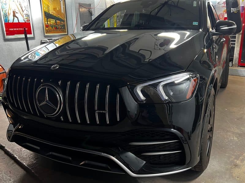 Mercedes AMG grille detail after repair in Cutler Bay
